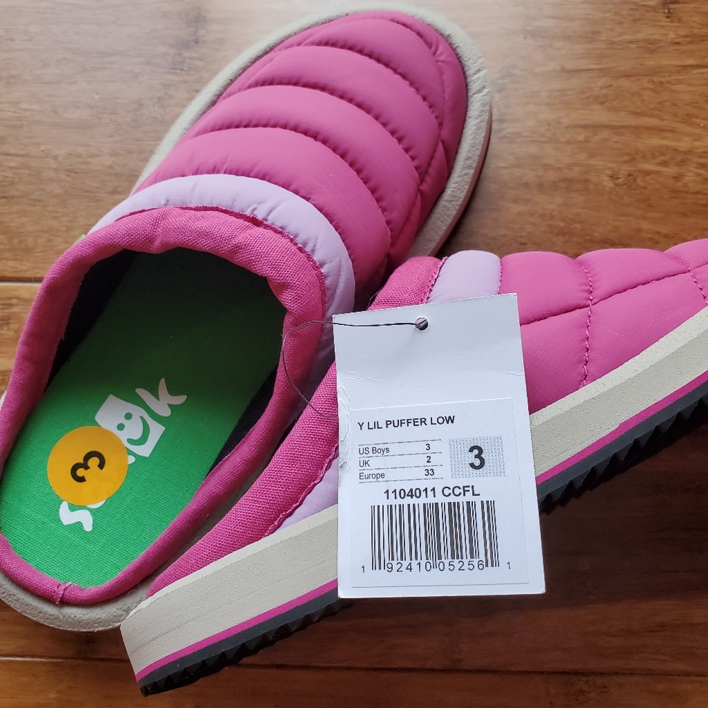 NWT Sanuk lil puffer low slides slippers/slip on